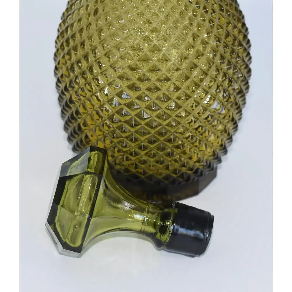Empoli Pineapple Genie Bottles Vintage Italian Glass Decorative Decanter